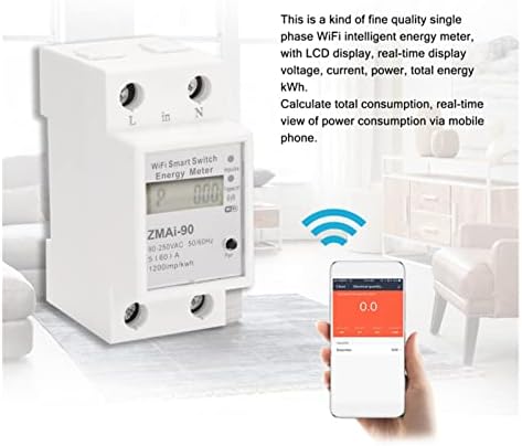 Домашна енергетска монитор Tuya Еднофазен мерач на енергија WiFi ZMAI-90 мерење на напојување со напон на напон на напон