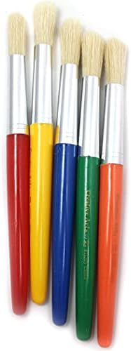 Чарлс Леонард креативни уметности рамни четки за бои, кратка стабилна пластична рачка со четкичка, 7,5 инчи, разновидни бои, 5 пакувања