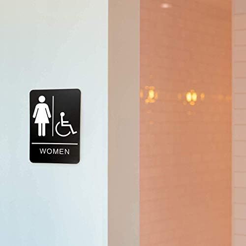 Hanенски хендикепирани знаци за бања и тоалети - АДА одобрени јавни и приватни области на отворено во затворен простор со подигнат систем за пишување тактилни брази?