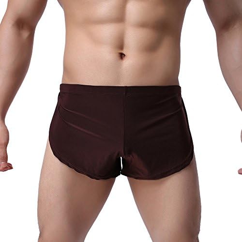 Боксерски брифинзи за мажи секси и булбучна торбичка атлетска долна облека машка удобност со ниска половината мрежа за спиење стебла
