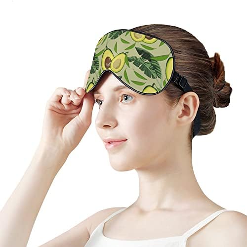 Авокадо тропски лисја печати маска за очи, блокирање на спиење маска со прилагодлива лента за работа за смена за спиење