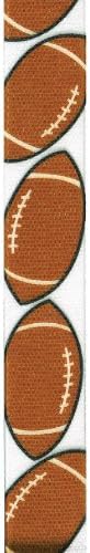 Offray 600351 Grosgrain Football Craft Ribbon, 7/8-инчен широк од 10-двор, кафеава/бела боја