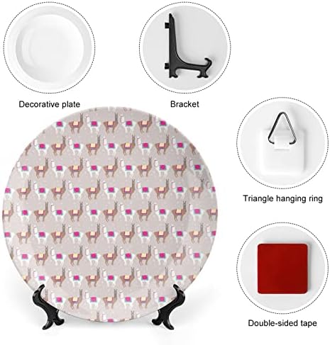 Украсена лама коска Кина Декоративна чинија тркалезни керамички плочи занает со приказ за домашна канцеларија wallид вечера