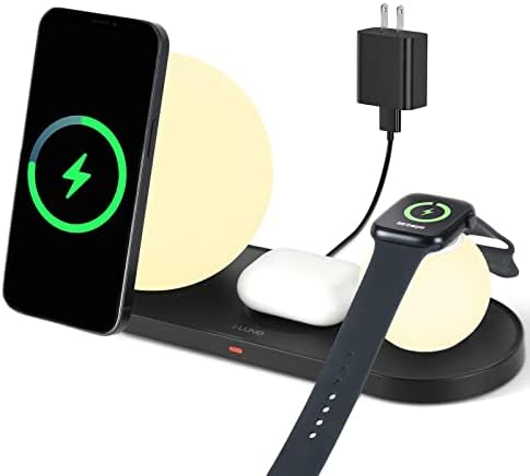 Светилки во кревет со брз безжичен полнач, безжична ламба за полнење iPhone iphatch AirPods, USB порта, 4 осветленост, 2 сферични топки ламби,