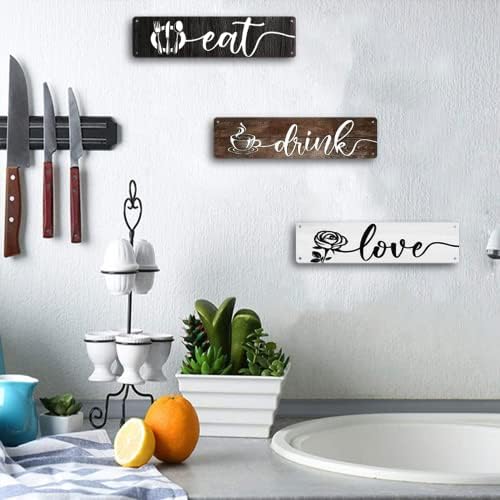 4 -пакет фарма куќа кујна wallид декор јадете знак - 4 x 16 инчи метален калај знак со loveубовни знаци за кујнски wallид уметност,