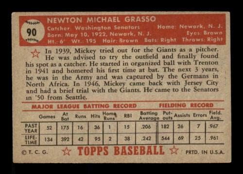 #90 Мики Грасо - 1952 година Бејзбол картички на Топс оценети екс - безбол плоча со автограмирани гроздобер картички