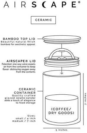 Воздушен керамички Канистер За Складирање Кафе-Патентиран Херметички Внатрешен Капак Со Двонасочен Вентил Ја Зачувува Свежината На
