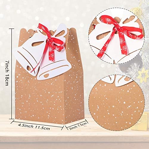 Излез 28 Парчиња Божиќни Торби За Подароци Асортиман Крафт Хартиени Кеси Со Ознаки За Празнични Подароци Божиќни Бонбони Торба