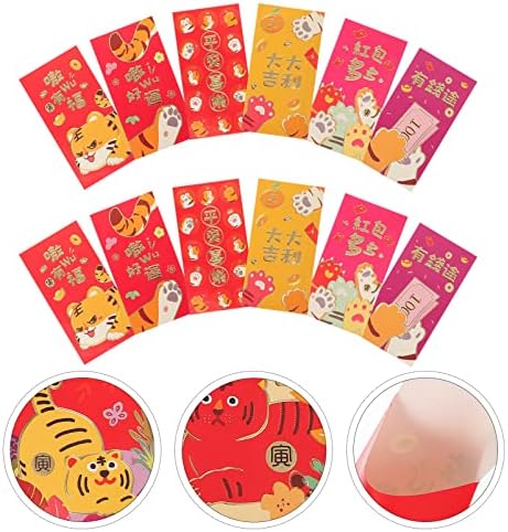 Бестојард Џеб Паричник Кинески Црвени Пакети Златни Обрасци, Врежани Обрасци, 36 Парчиња Црвени Пликови За Кинеска Нова Година Кинески Црвен Плик