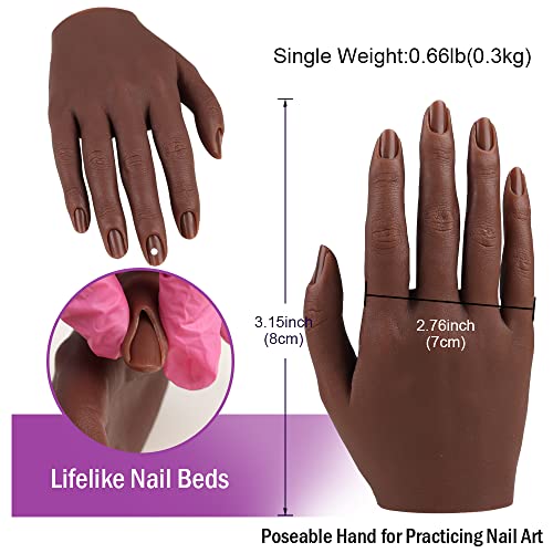 Вежбајте рака за акрилни нокти 6 бои силиконски женски манекен со големина на живот со вметливи нокти за почетници на уметност за нокти/уметници