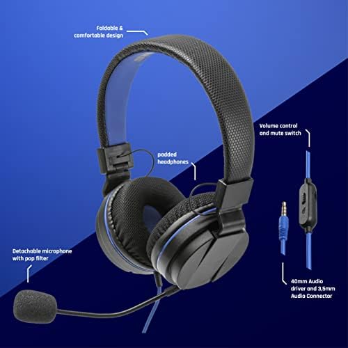 Snakebyte Head Set 4 - На слушалките за стерео на ушите за конзоли за игри со одвојлив микрофон, влезна контрола, жичен слушалка