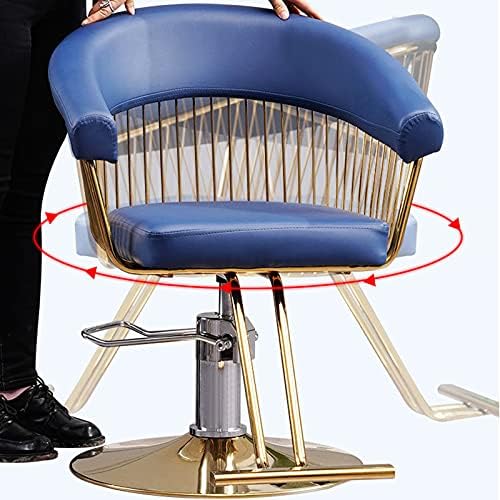 Контролен стол Chenyuwen за опрема за фризерска опрема, прилагодлива за висина и 360 ° ротирачки, челик позлатена со хром, синтетичка
