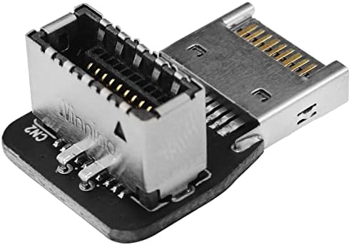 Luorng 90 степени USB тип Е адаптер до агол USB 3.2 Тип Е машко до женски преден панел Внатрешен адаптер за конектор за матична плоча