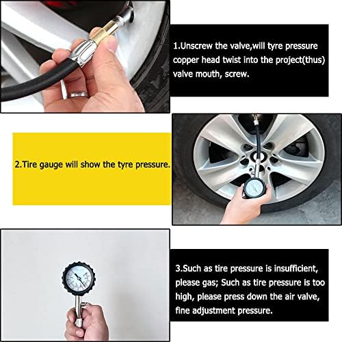 1 пакет за притисок на гумите за гуми 0-100 psi за автомобил, мерач на притисок со голема прецизна автомобилска гума, универзален за автомобил,