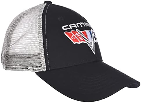 JH Дизајн Група за машки Chevy Camaro Camaro V-Flags Cap Cap Castectable Black & Grey Hat