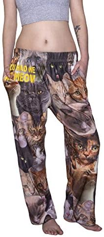 Кратко лудило маче мачка дневна панталони за пижами - свиленкаста мека, дишење, истегнување, со џебови и влечење на половината