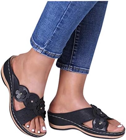 Нулаирт сандали за жени случајни летни бои блокови меки флип-флоп сандали лизгаат сандали за дишење римски чевли