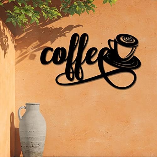 Знак за кафе, метал - знак за wallид за кафе - 3Д зборови уметнички акцент декор, знак за кафе, кафе, кафе -декор кафе lубител на