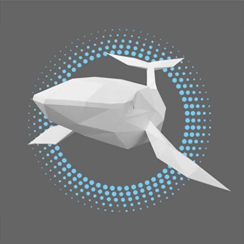 WLL-DP креативна кит хартија скулптура 3D модел на хартија геометриска декорација на домови DIY хартија трофеј оригами загатка Фото реквизити, црвена боја, црвена