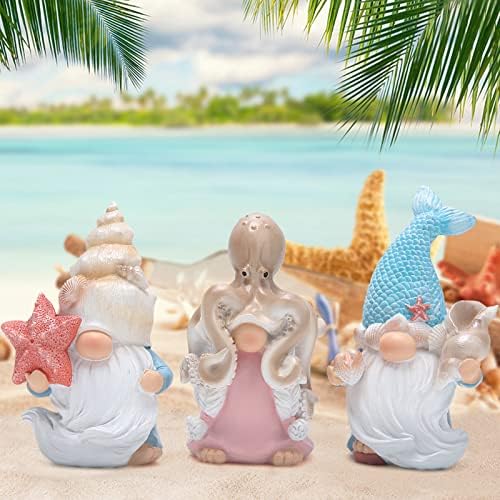 Hodao 3 парчиња летни гноми декор океански животни гноми рачно изработени декор на плажа шведски гноми нис -скандинавски гноми елф