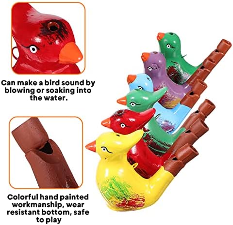 Jardwe 6pcs Керамички птици свирежи птици вода свирежи птици повик свирки едукативни играчки музички играчки со ленти за роденденски подароци