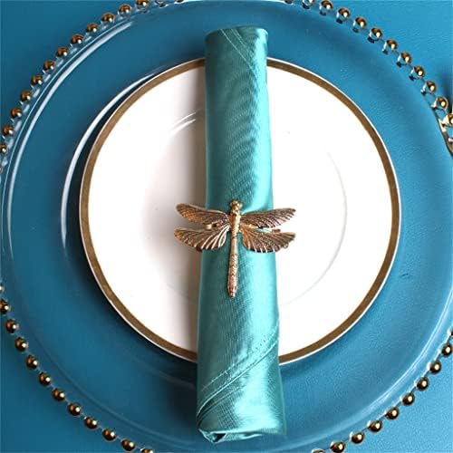 Ганфанрен 10 парчиња свадба на нордиски стил Мет злато змеј со салфетка, салфетка прстен