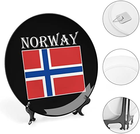 Норвешка знаме коска Кина Декоративна чинија тркалезни керамички плочи занаети со приказ за домашна канцеларија wallидна вечера