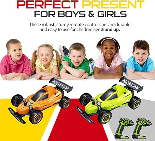 Хоби РЦ тркачки автомобили за момчиња девојчиња, 2 парчиња со голема брзина далечински управувачки тркачки автомобили со батерија што се полнат