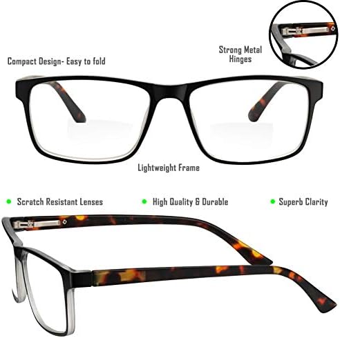 Јого Визија Бифокални Очила За Читање За Мажи И Жени, Правоаголни Мултифокални Читатели Со Пролетни Шарки, Ретро Дизајн