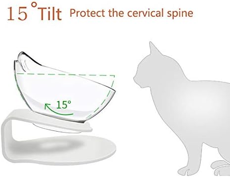 Подигната чинија со мачки со подигнат штанд, 15 степени навален дизајн на вратот чувар подигнат сад за храна за храна за миленичиња