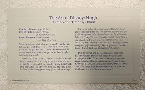 Уметноста на Дизни: Меџик - Дамбо и Тимоти Маус - Печат на реплика на злато од 22KT/Покриеност на првиот ден Плус Инфо картичка