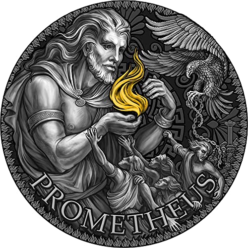 2023 Де Голема грчка митологија Пауеркоин Прометеј 3 Мл Сребрена Монета 3000 Франци Камерун 2023 Античка Завршница