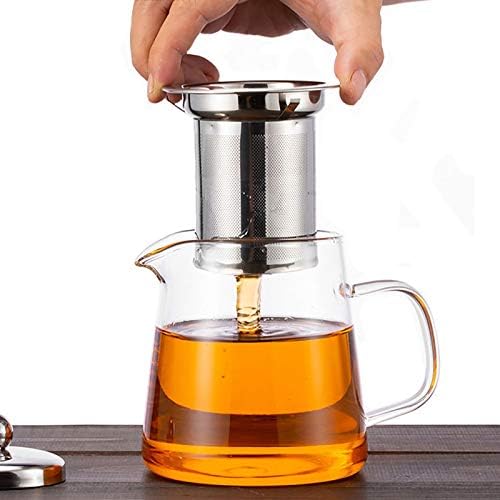 Стаклен чајник од какуа со инфузер, чај котел STOVETOP безбеден, 32oz чист чај тенџере за цветање и лабав производител на чај