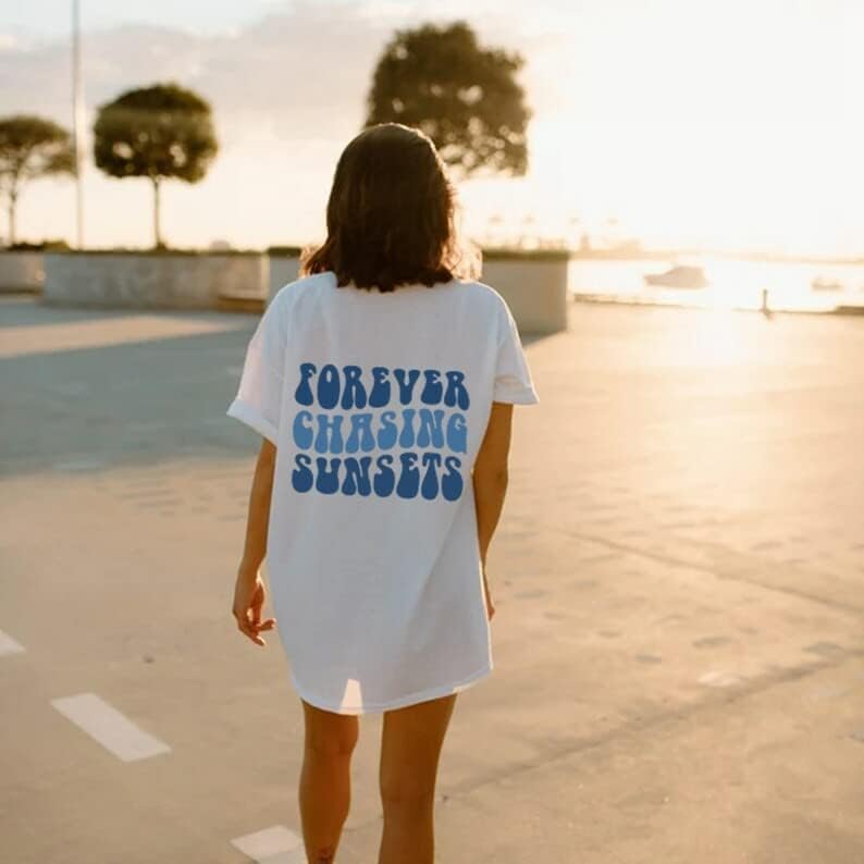 Sunset Tshirt, кошула на плажа, VSCO Tee, естетска кошула, кошула VSCO, мем-маица, графичка маица, смешна двојка кошула, смешни идеи за подароци за саркастична мета