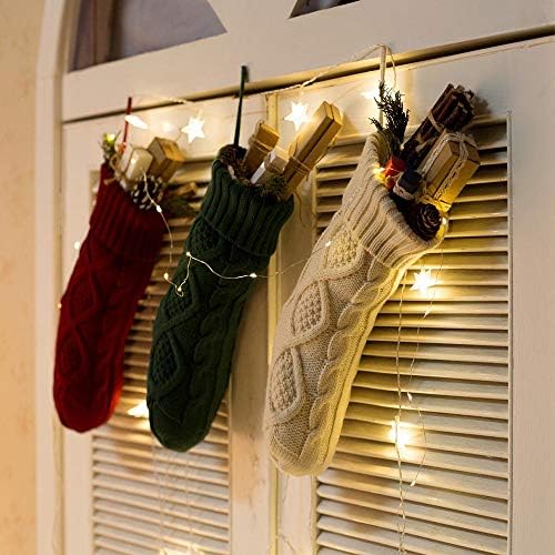 Lazyspace 3PCS 18inch Божиќни чорапи со бонбони со висечки обрач Дедо Мраз Снежен, сноу, елки чорапи, приврзоци за новогодишно новогодишно камин