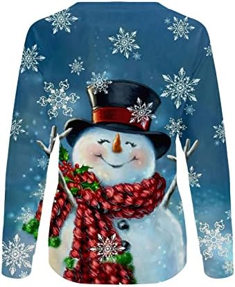 Jjhaevdy женски Божиќ џемпери удобни џемпери печатени врвови о-вратот со долга ракав лесен лесен кошула лабава пуловер