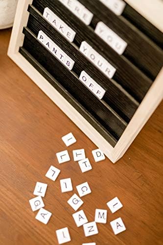 Рустикална табла за рустикални букви - Декор на букви во стилот на фарма - Декорации за дома или канцеларија - табли за пораки за променлива објава - 100 плочки од бело
