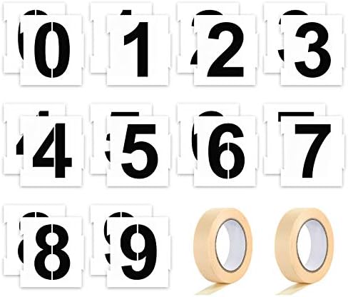 20 парчиња комплет за матрици 0-9 Адреса број на матрица за еднократно пластични броеви матрици со 2 ролни лента за маскирање за адреса
