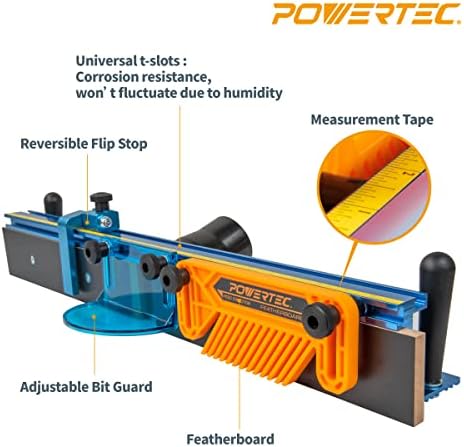 POWERTEC 71536 Deluxe Router Table Table Fence System 3-3/8 ”висок 24 долг