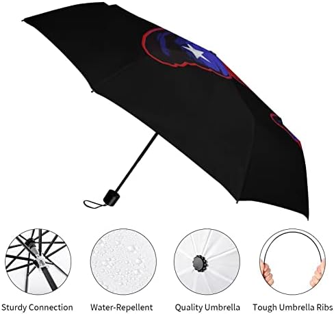 Пеперутка Тексас Знаме Патување Чадор Пренослив Ветроупорен Преклопен Чадор За Дожд Автоматско Отворање Затвори