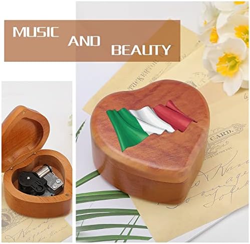 Италија знаме дрвена музичка кутија ветровито во облик на срцеви музички кутии случај за роденден на годишнината од в Valentубените