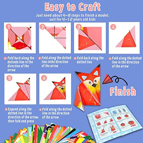 Занаетчиски занаетчиски занаетчиски деца Оригами, 152 двострана живописна хартија за оригами 8 листови практикуваат трудови 70 оригами