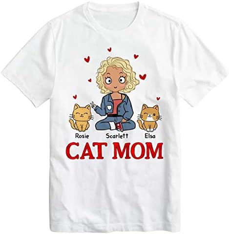 Персонализирани женски маици, сопствени слатки мачки мајки за мачки за луѓе, дизајнирајте свои жени со худи со име и раса на мачки