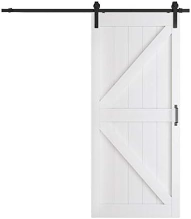 Домашна врата од штала на Барнер, 36in*84in, K-форма, MDF & PVC Покривање, потребно е склопување, со хардверски комплети
