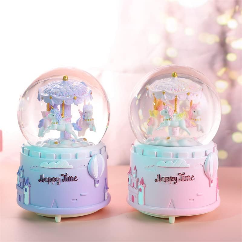 Jormey Снежен глобус за деца, виолетова со снег шарени LED светла луксузна мјузикл, совршена роденденска Божиќна ќерка сопруга девојка роденденска