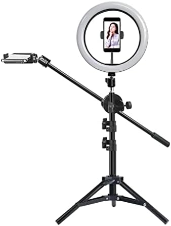 PDGJG Photography LED видео прстен светлосен круг Пополнете ја камерата Фото студио Телефон селфи ламба со статида штанд бум рака