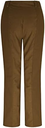 Миашуи Обични лабави панталони за жени еластични половини, директни панталони, лабава боја на бои, обични долги панталони за жени