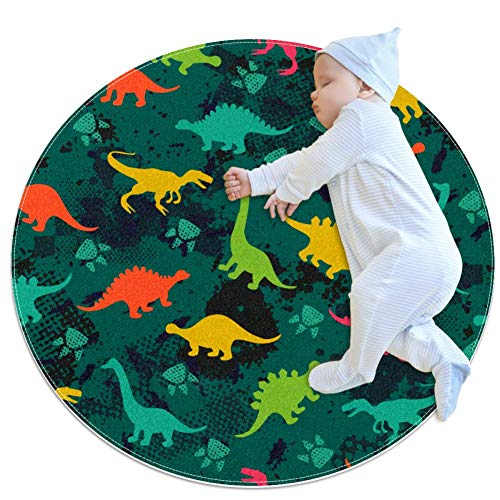 Бебе килим боја диносаурус деца тркалезна игра мат новороденче ползи мат кат плејмети за миење садови ќебе ќебето време бебе