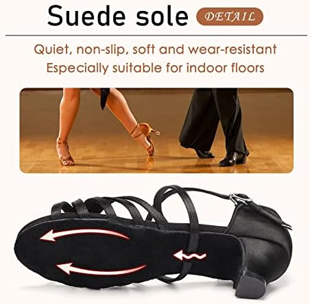 SWDZM девојки латински танцувачки чевли сатен велур единствена сала за салса танго професионална изведба вежба за танцување чевли, модел 202 GB