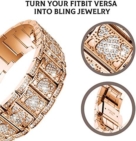 Гелиши Блинг ленти компатибилни со Fitbit Versa /Versa 2 /Versa Lite Band Women enies Diamonds Diamonds Fresty Nirestiance Metal Watch
